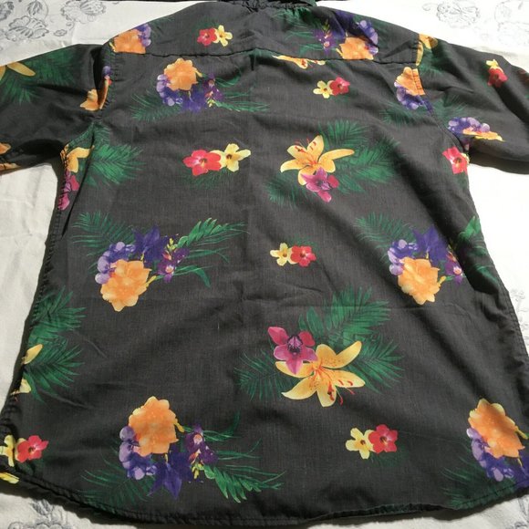 #61 Ocean Current all over Floral Print Hawaiian Shirt Mens Size L camp relax - Picture 6 of 6